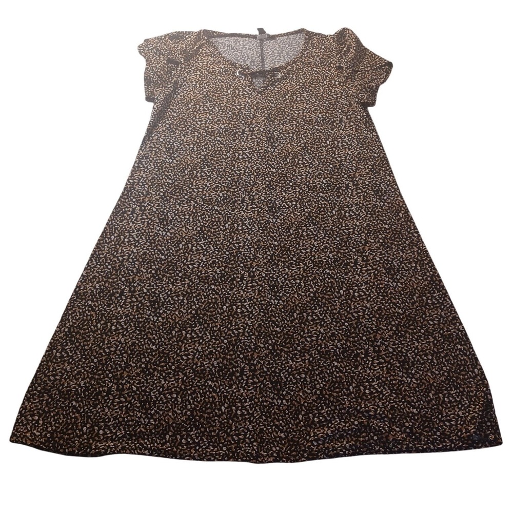 Espresso Cheetah Animal Print Womens Small S A-Line Short Sleeve Casual Dress